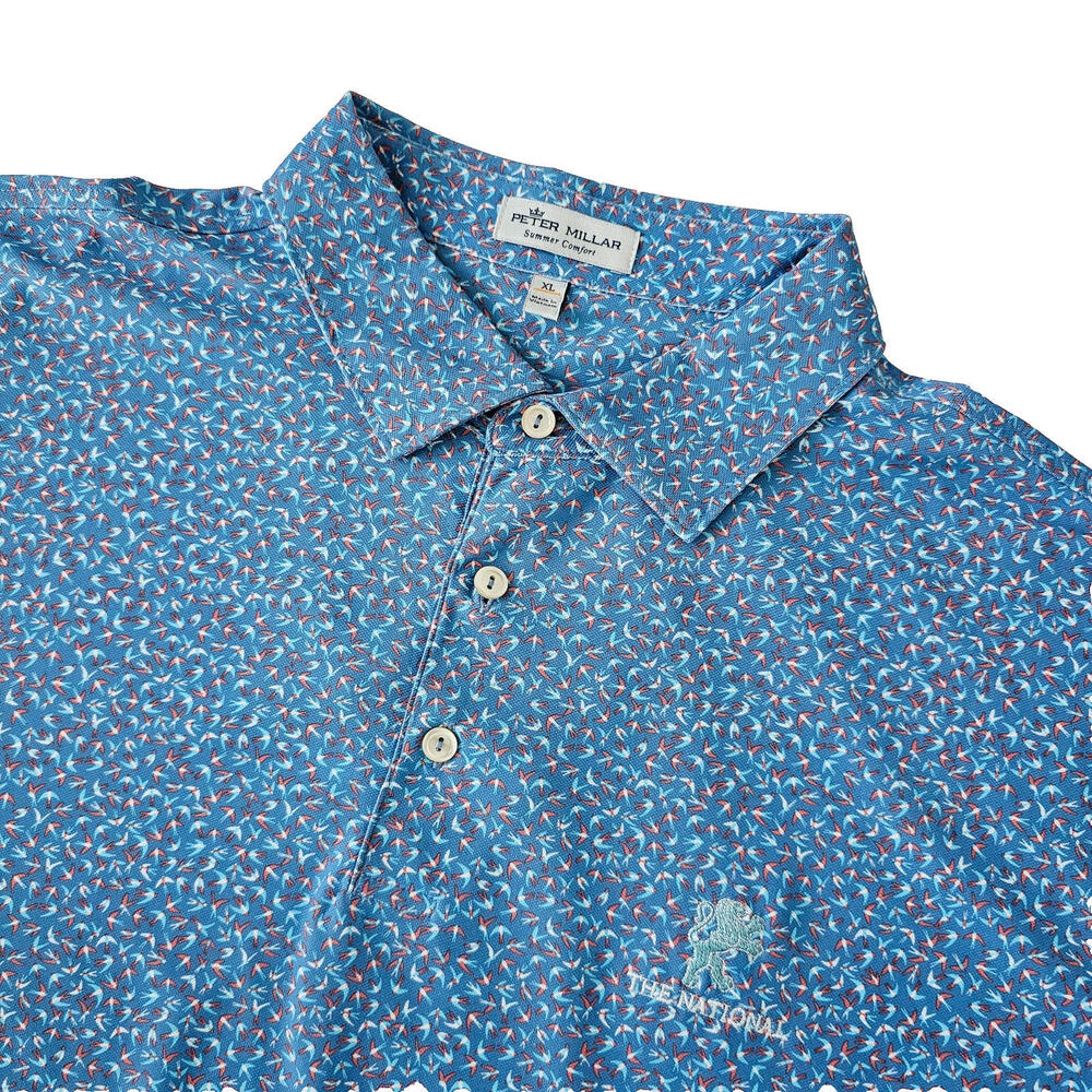 Peter Millar XL Summer Comfort The National Polo Shirt Short Sleeve Blue Birds